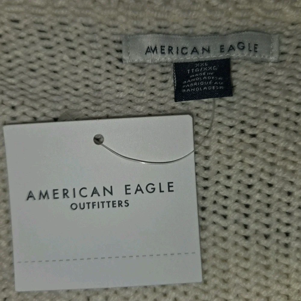 American Eagle Oversized Cardigan Sweater Women's‎ 2XL Black & Cream Striped NWT